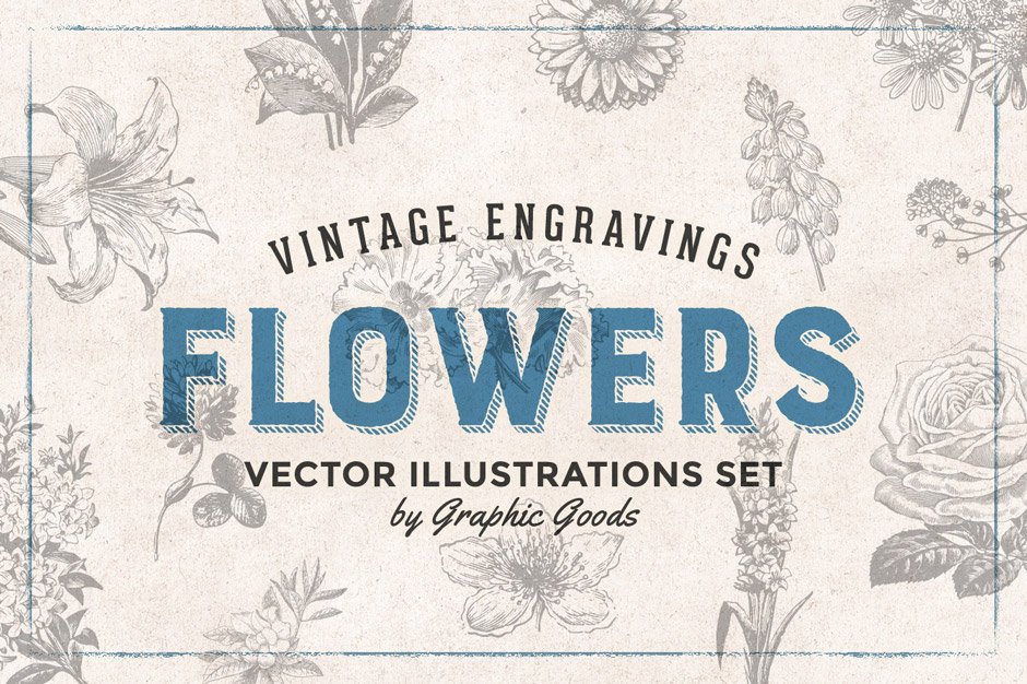66 Flowers Vintage Engravings