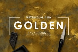 Golden Watercolor Ink Backgrounds