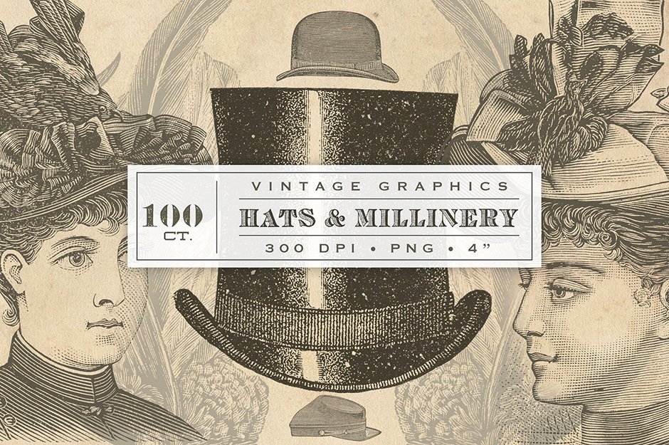 Antique Hats Millinery Graphics