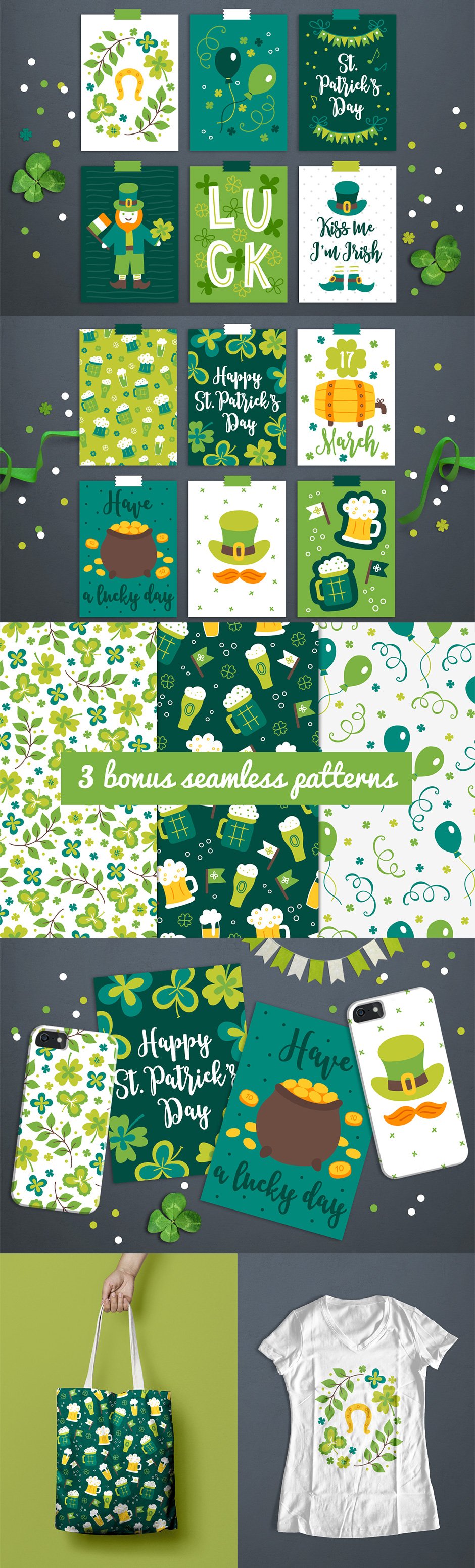 12 St Patricks Day Greeting Cards and Bonus Patterns
