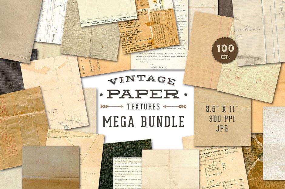 …Vintage Paper Textures Mega Pack