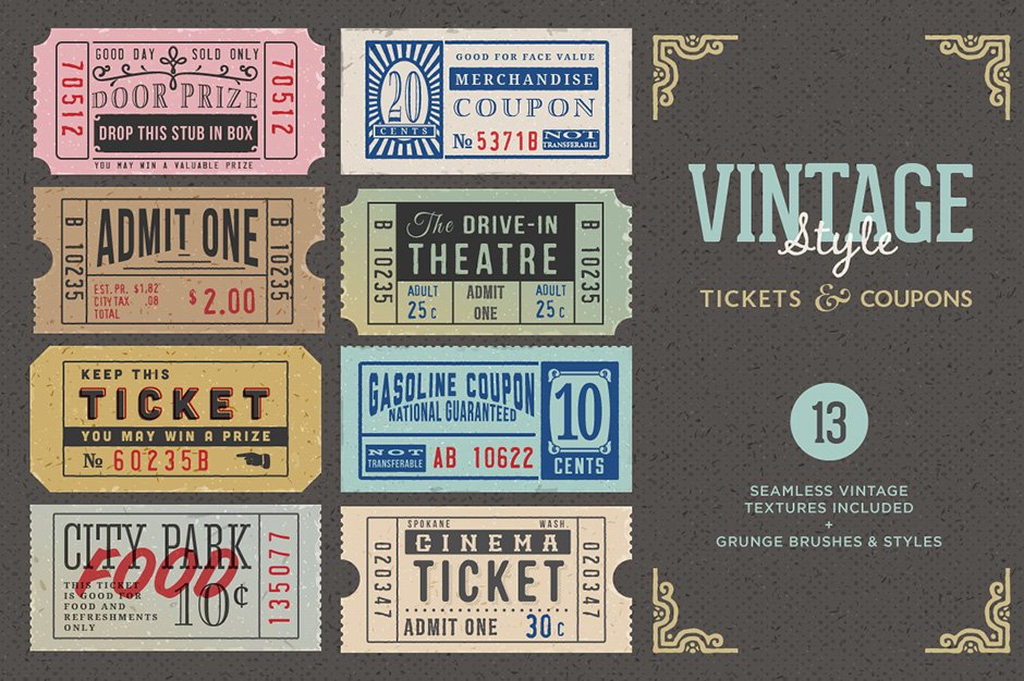 Vintage Ticket Coupons Bundle
