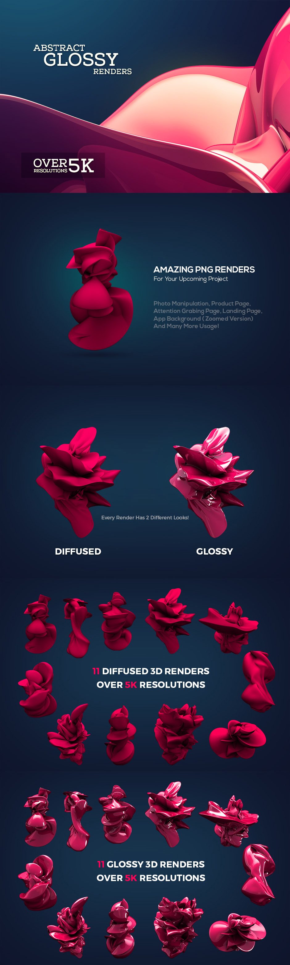 Abstract Glossy 3D Renders
