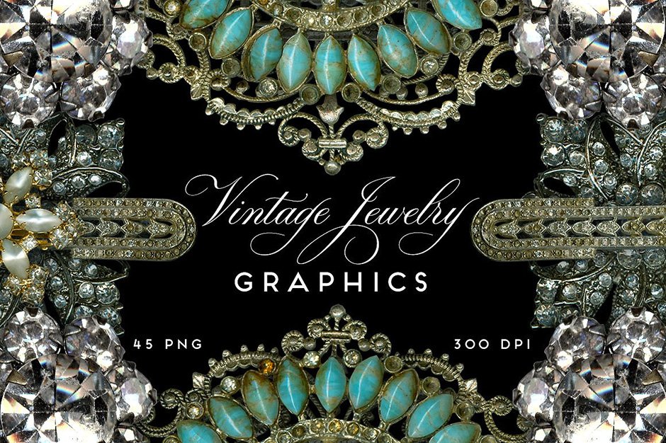 Vintage Jewelery & Rhinestone Graphics