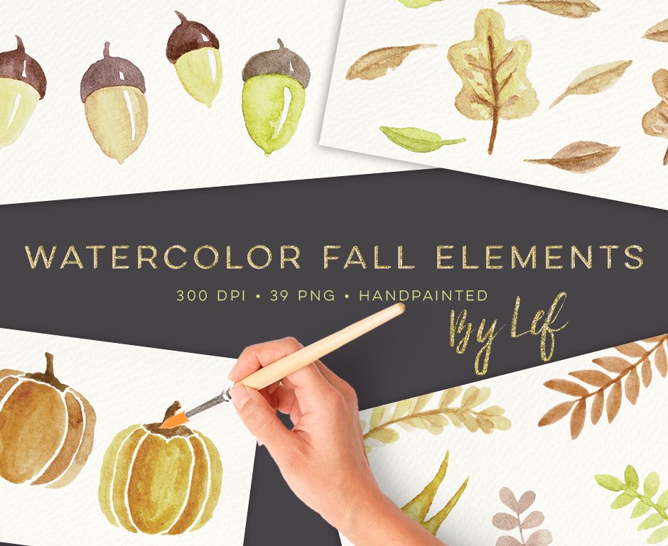 Fall Watercolor Elements & Graphics