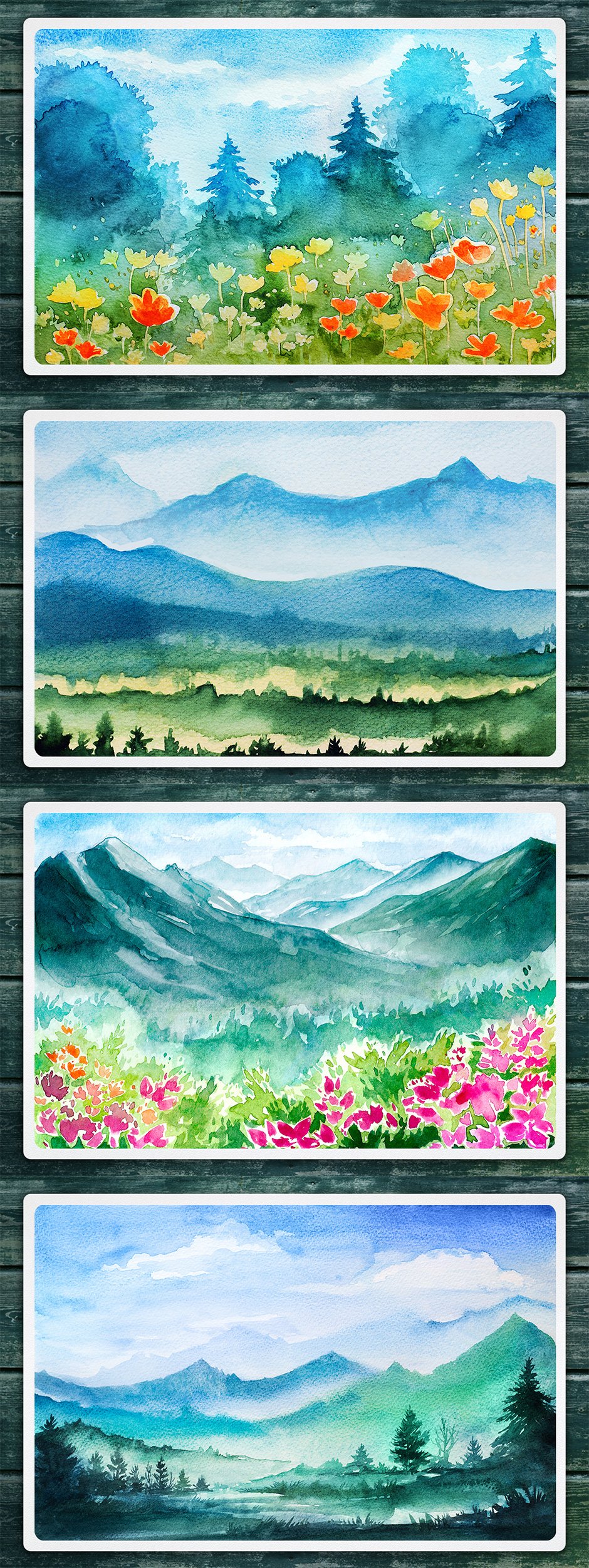 Watercolor Vector Landscapes Vol. 2