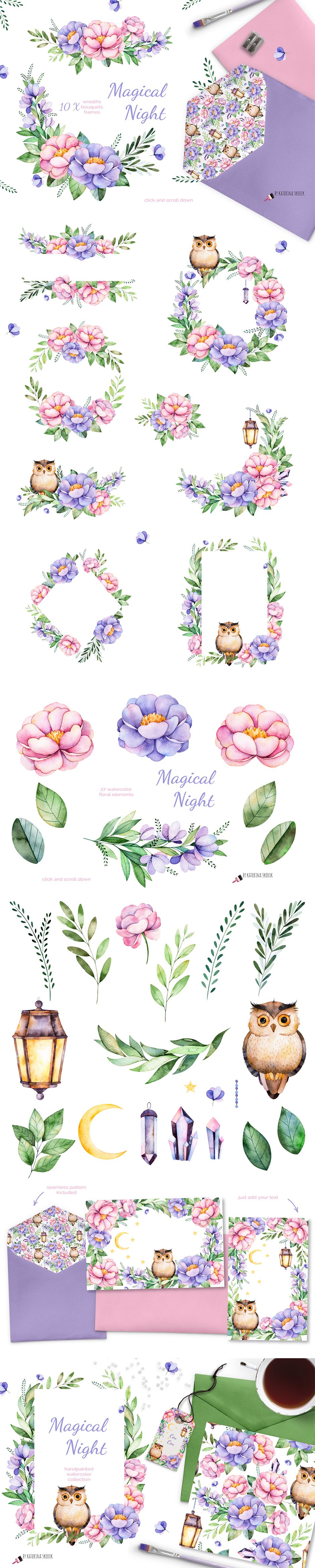 Magical Night Watercolor Collection