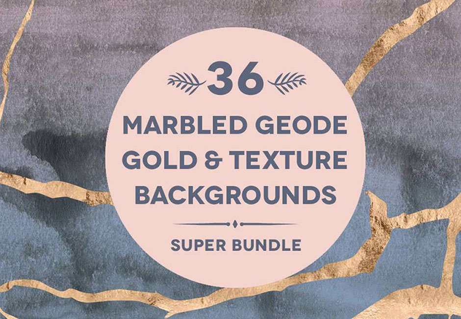 36 Marbled Geode Gold & Watercolors