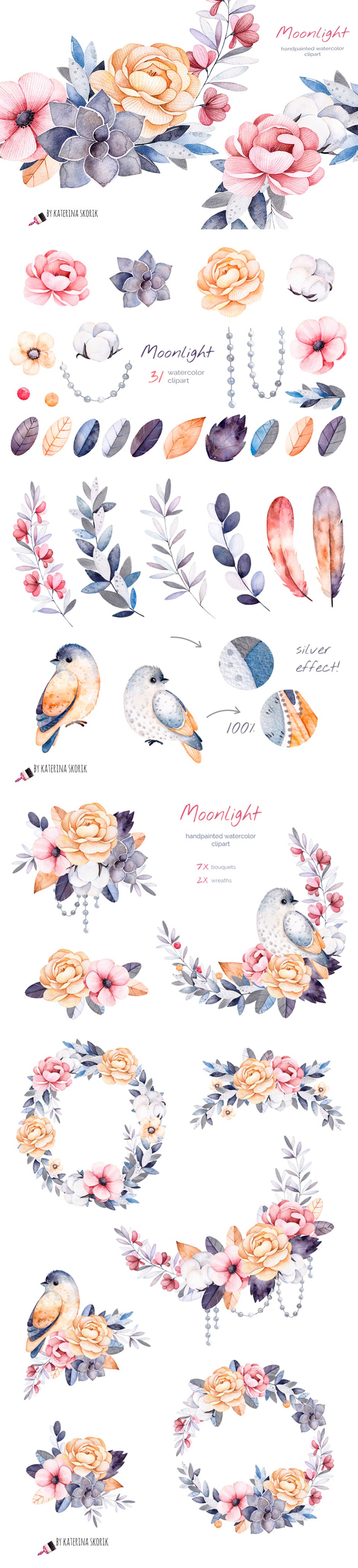 Moonlight: Handpainted Watercolor Collection