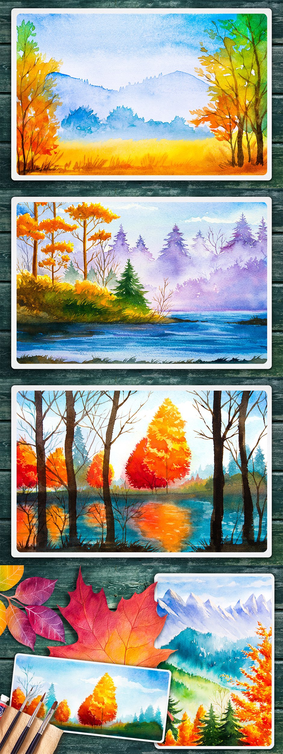 Autumn Watercolor Landscapes