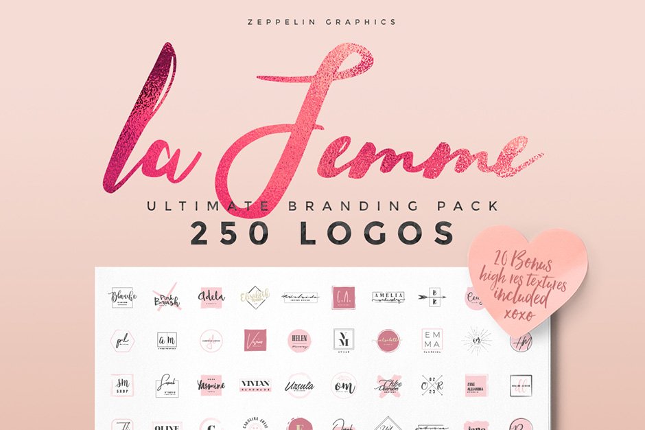 250 Feminine Logo Branding Pack