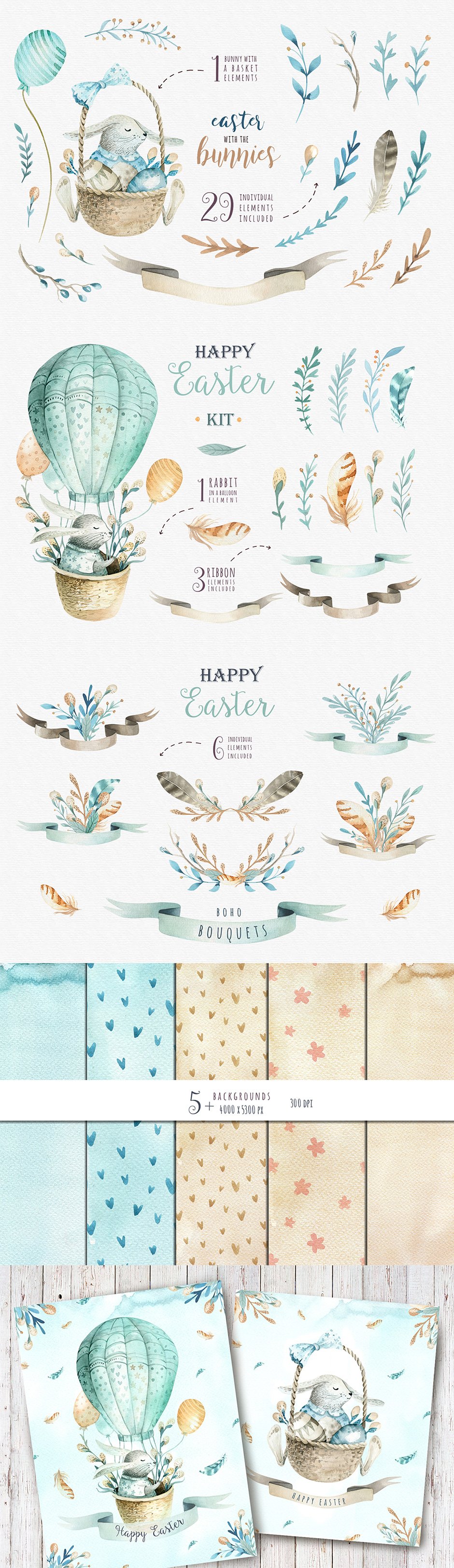 Happy Easter with Bunnies 