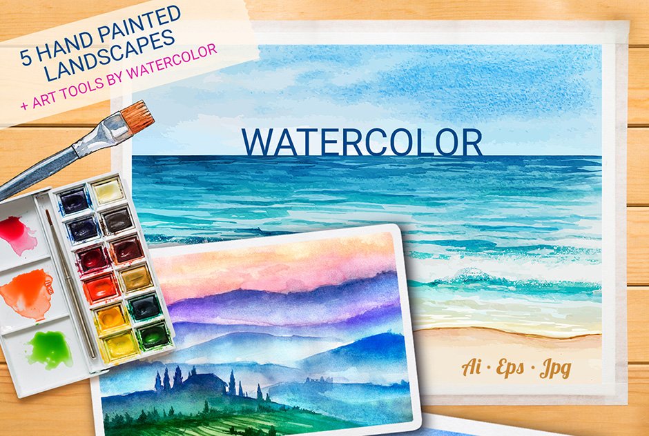 Watercolor Vector Landscapes Vol. 1