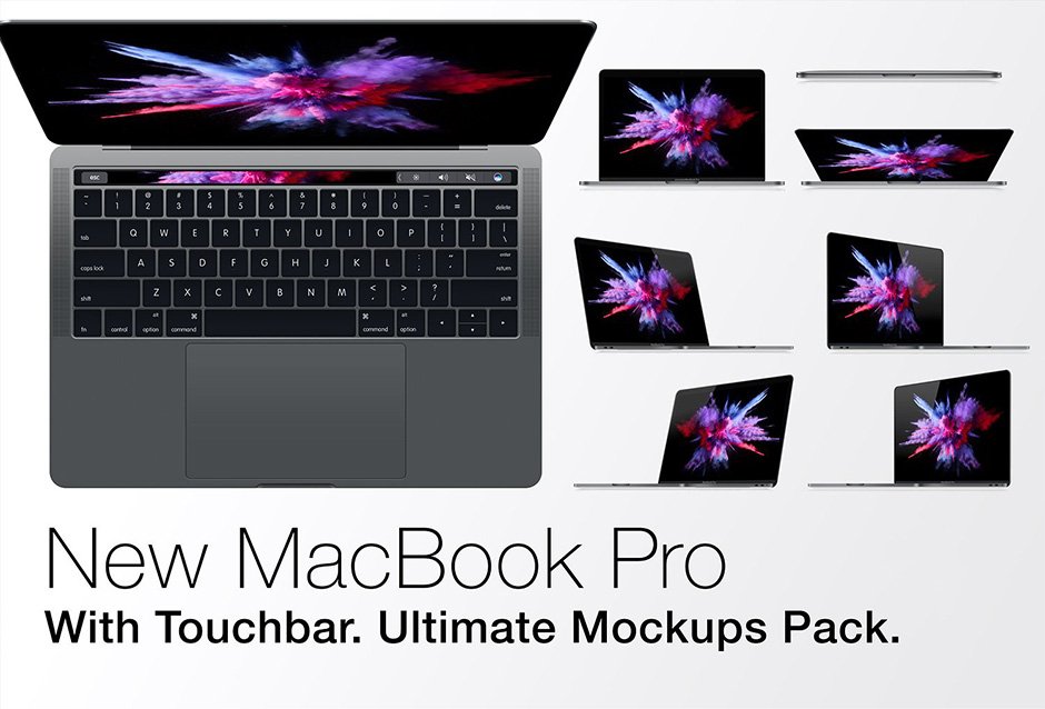Apple Macbook Pro Mockups with Touchbar