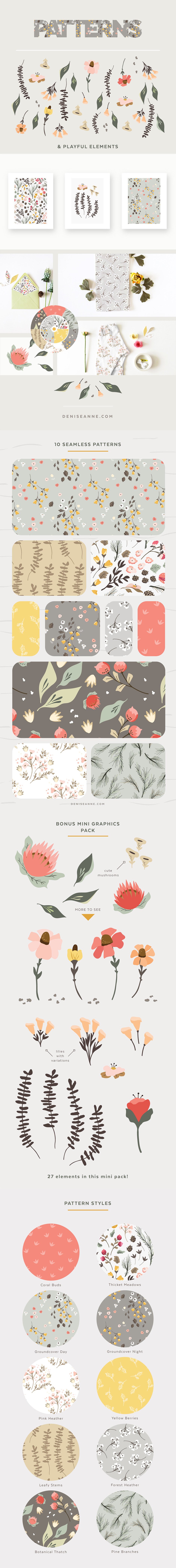 Thicket Thatch: Forest Floral Graphics and Patterns