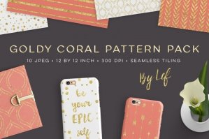 Gold and Coral Patterns Pack
