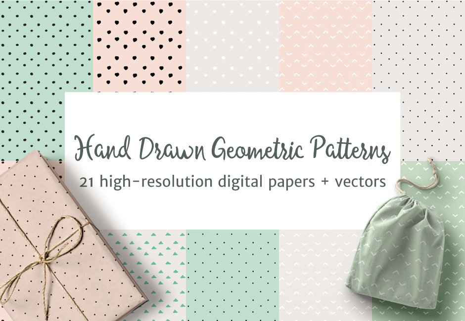 Geometric Hand Drawn Pastel Patterns
