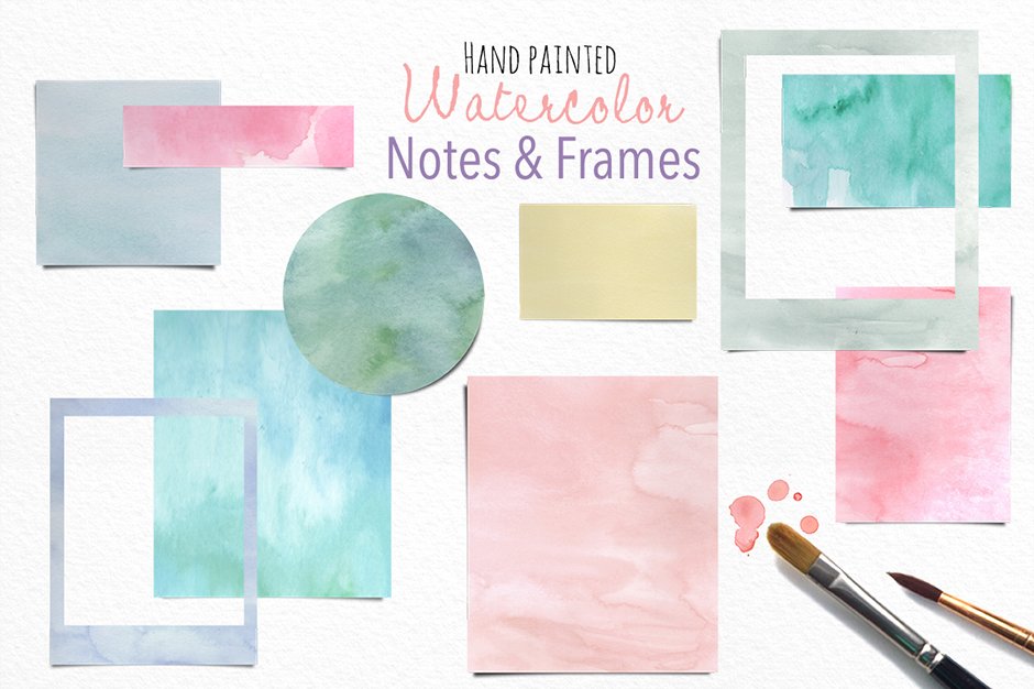 Watercolor Frames and Notes