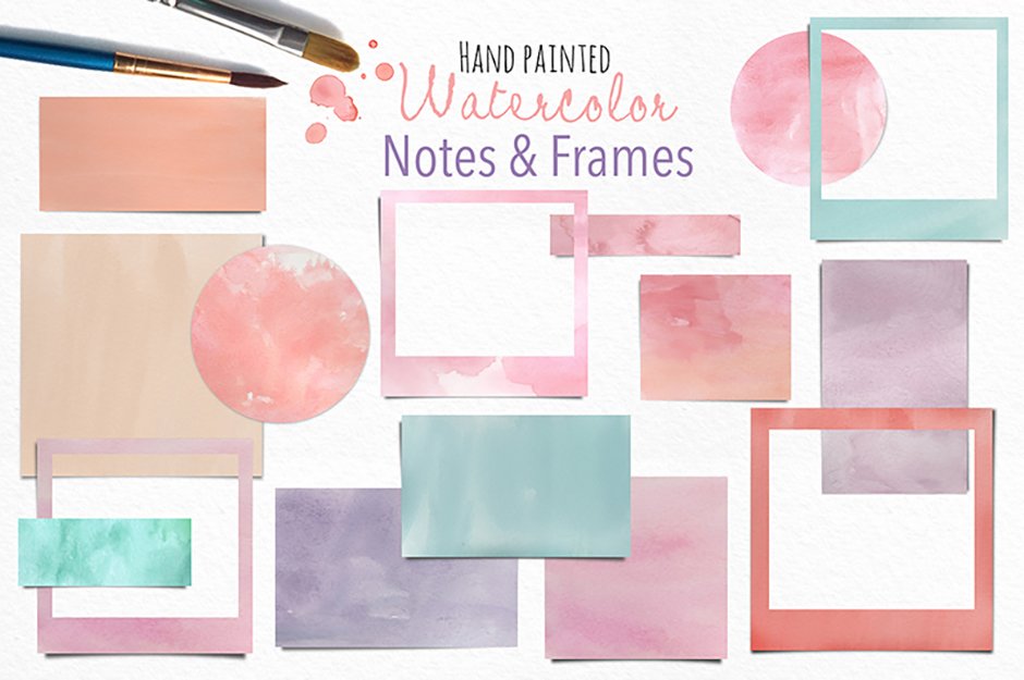 Watercolor Frames and Notes