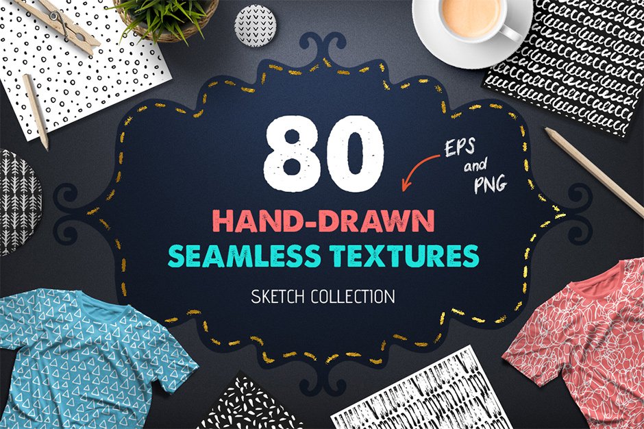 80 Seamless Hand Drawn Patterns & Textures