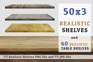 90 Realistic Digital Shelves & Tables Set 04