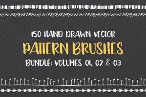 Hand Drawn Pattern Brushes Bundle 01, 02 and 03