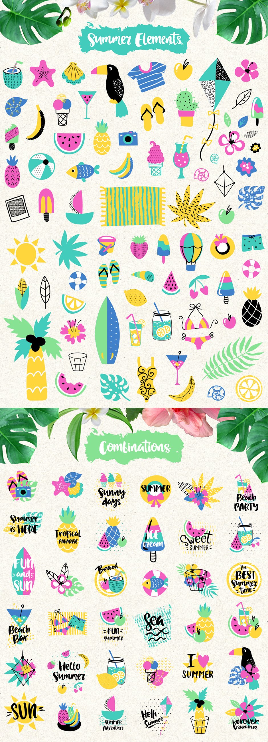 Summer Paradise Big Collection: 285 Summer Elements
