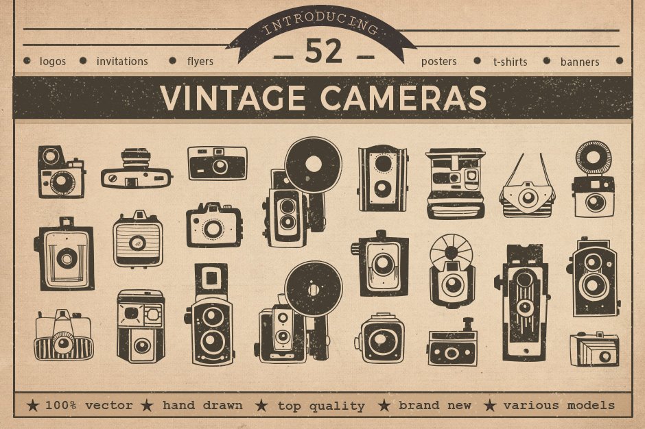 Vintage Cameras Vector Pack