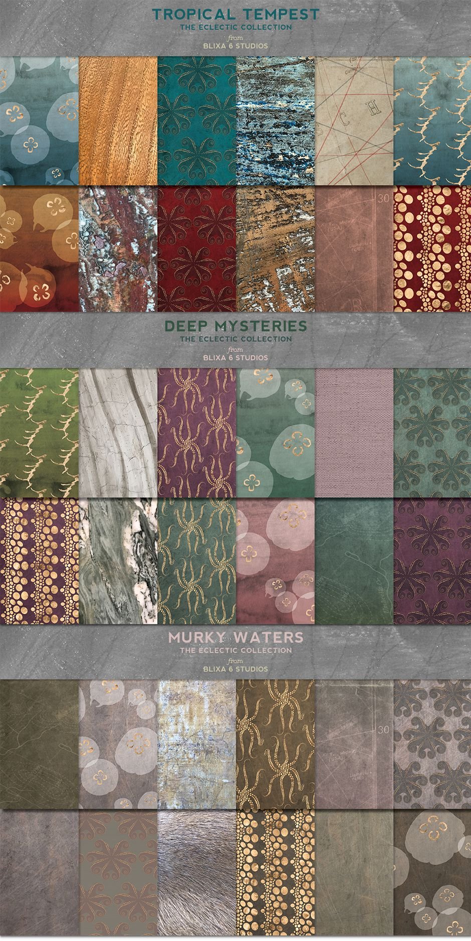 36 Deep Waters Gold Patterns & Textures