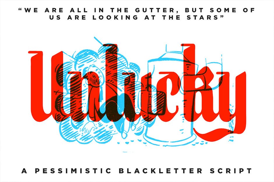 Unlucky - BlackLetter Script Font