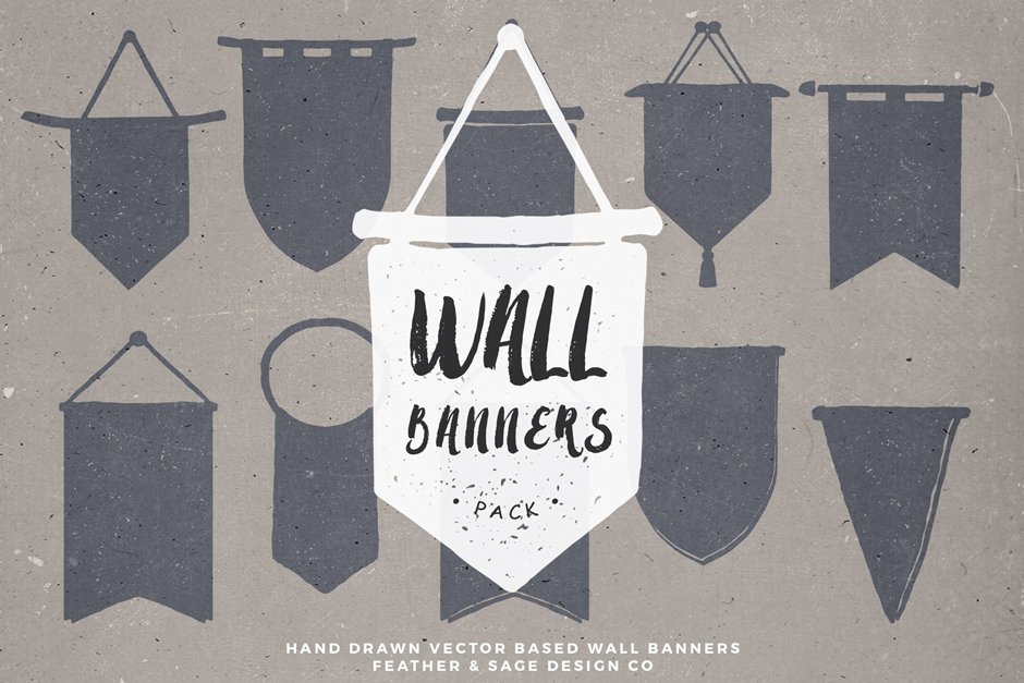 20 Vector Hand Drawn Wall Banners