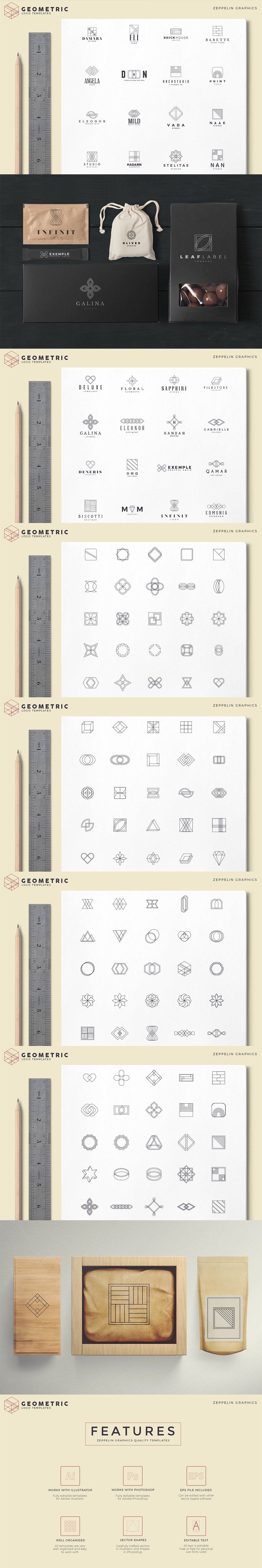100 Geometric Logos Set