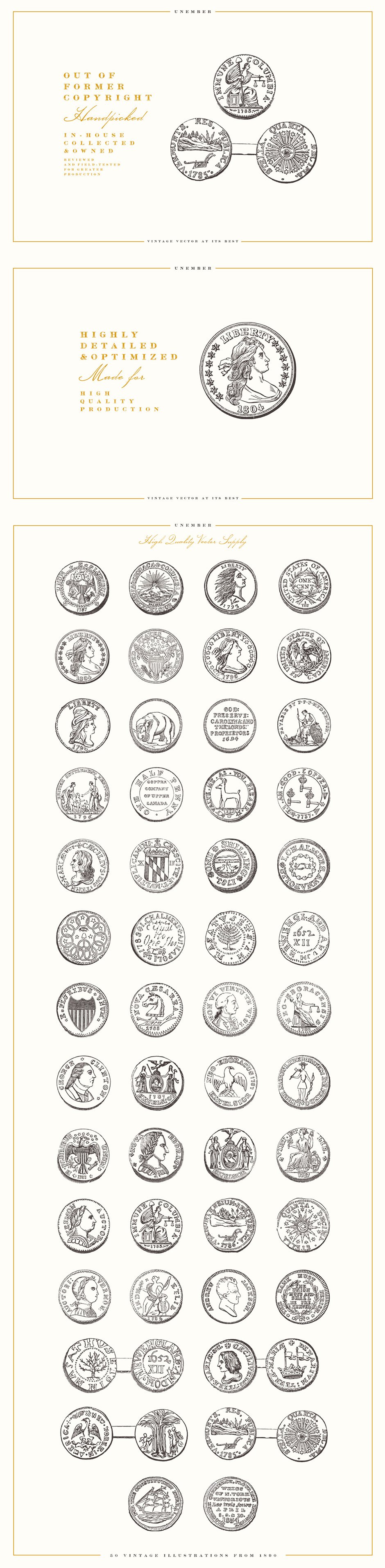 Vintage Coin Illustrations