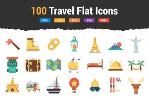 100 Travel Flat Icons