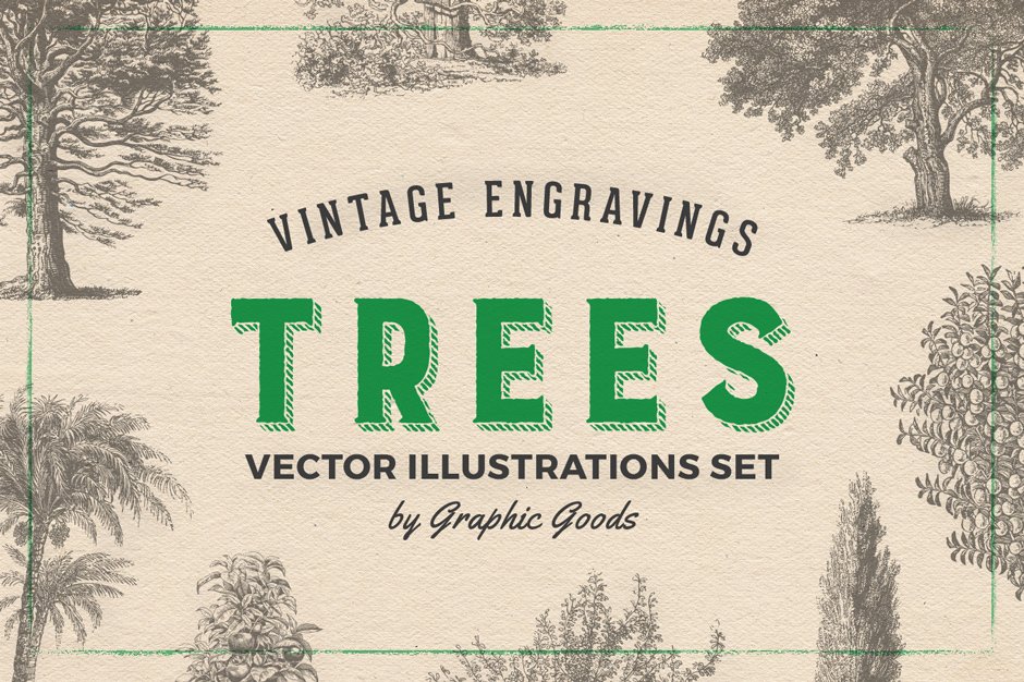 Vintage Tree Illustrations Set