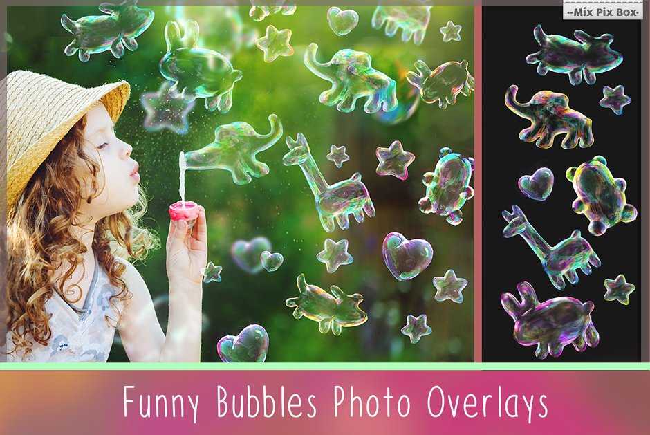 Animal Soap Bubble Overlays: 20 Transparent Bubble Graphics
