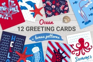 12 Ocean Cards + Bonus Patterns