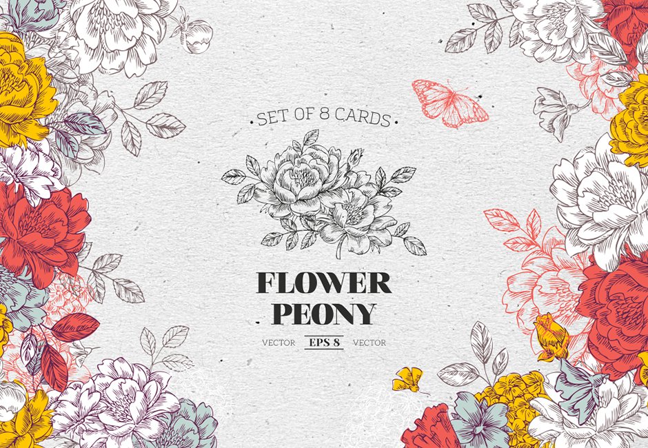 Elegant Peony Flower Cards