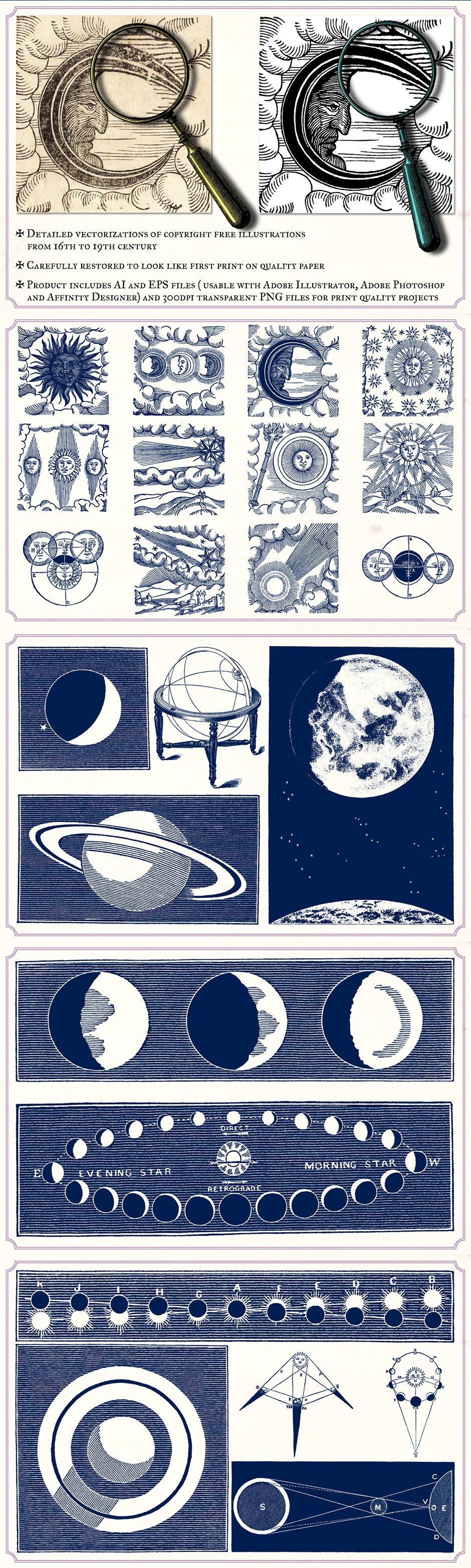vintage space and astronomy illustrations