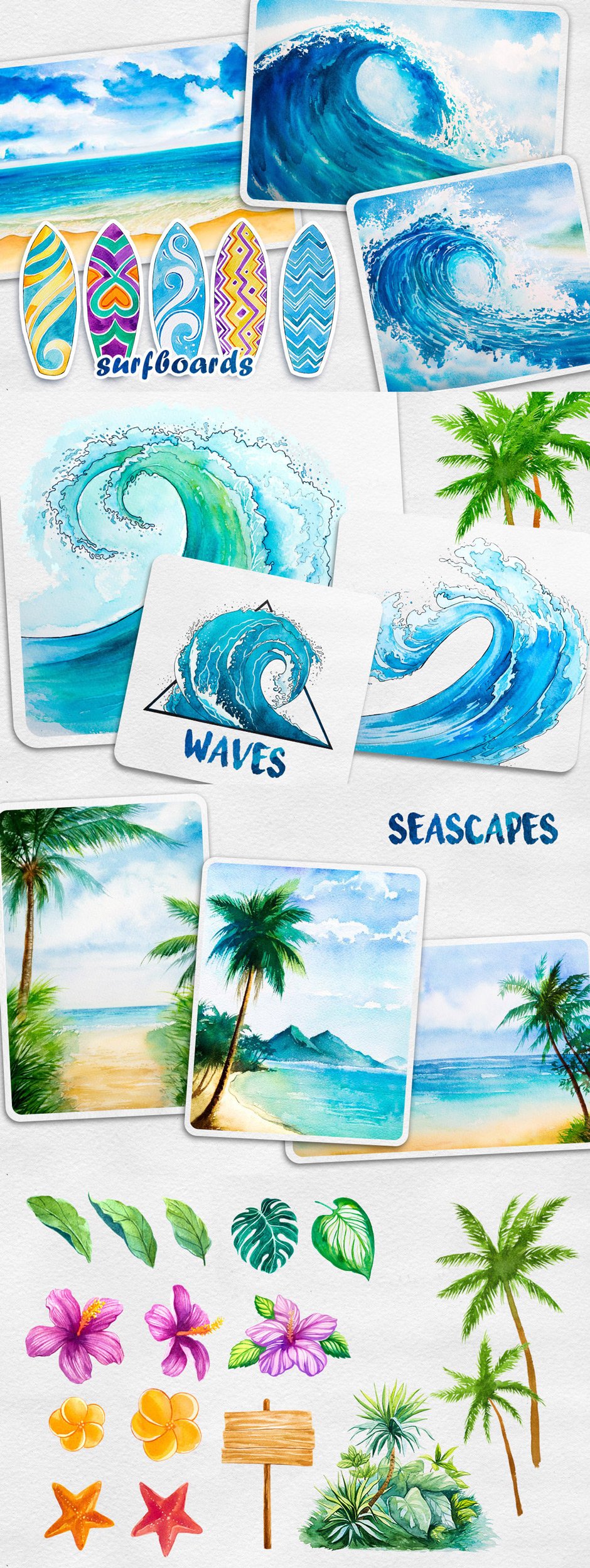 Surfing Watercolor Set