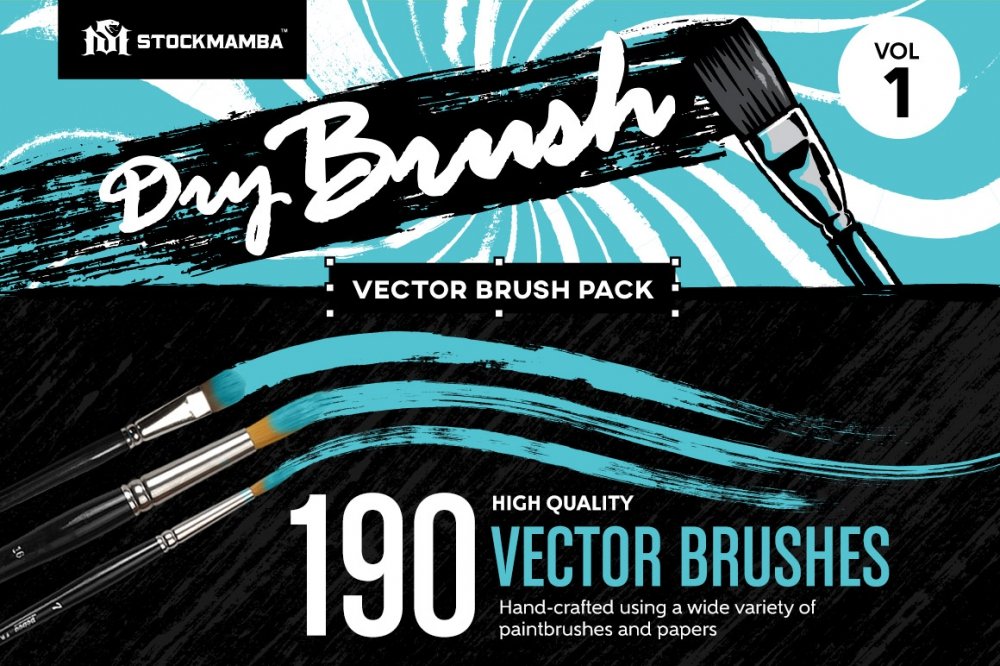 Dry Brush Vector Brush Pack – Volume 1 - Design Cuts