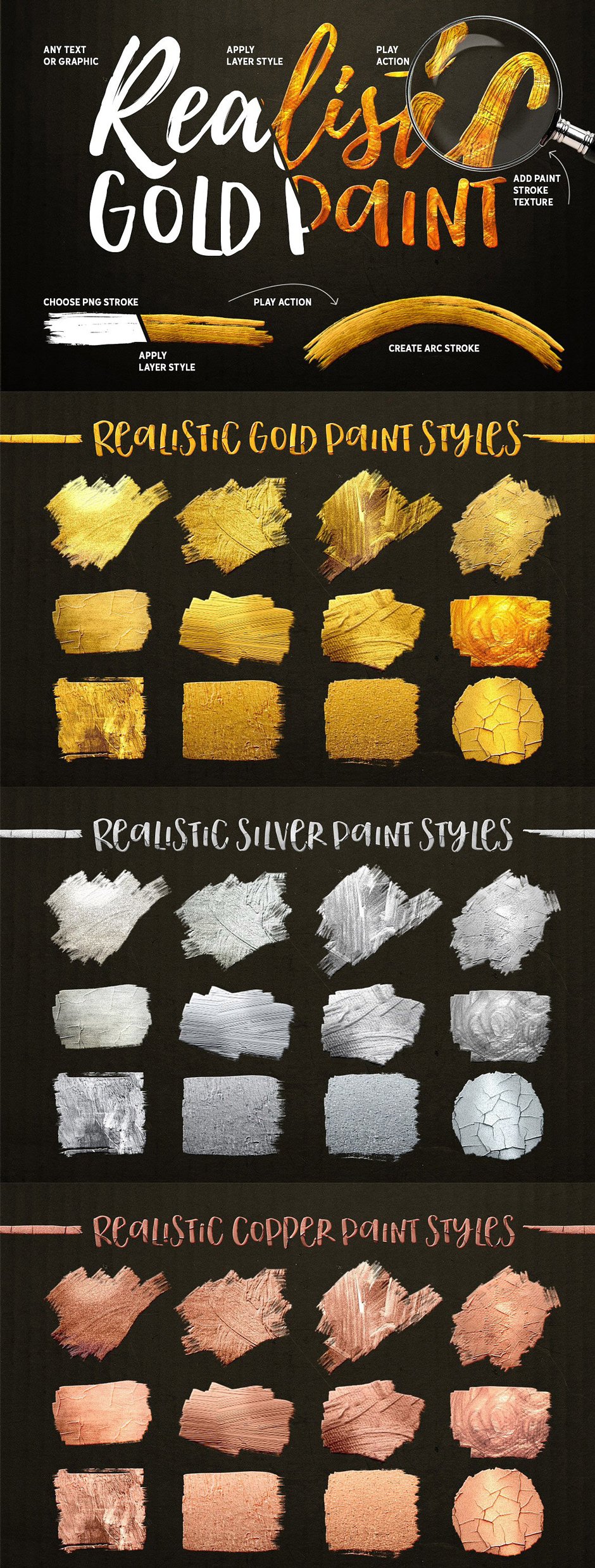 Gold Paint Styles, Effects, Brushes & More!