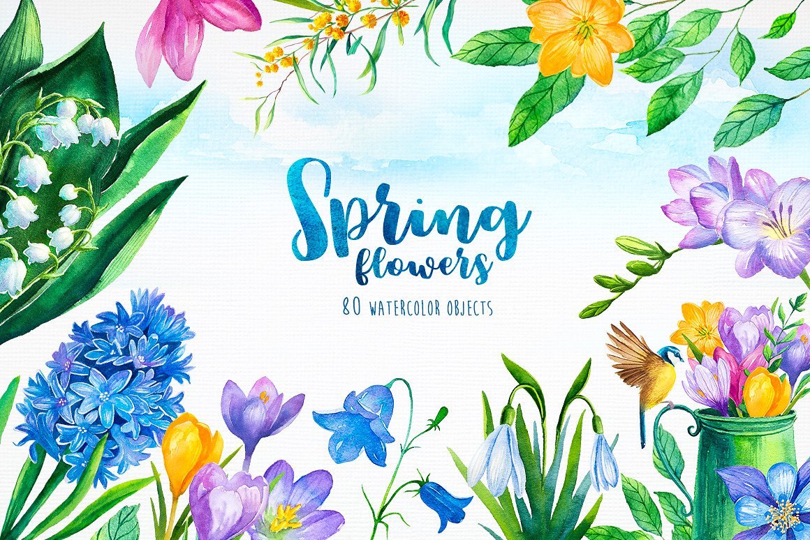 Spring Flowers Watercolor