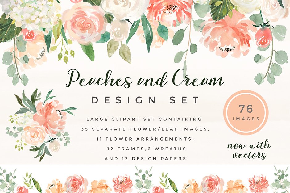 Peaches & Cream Flower Graphic Set