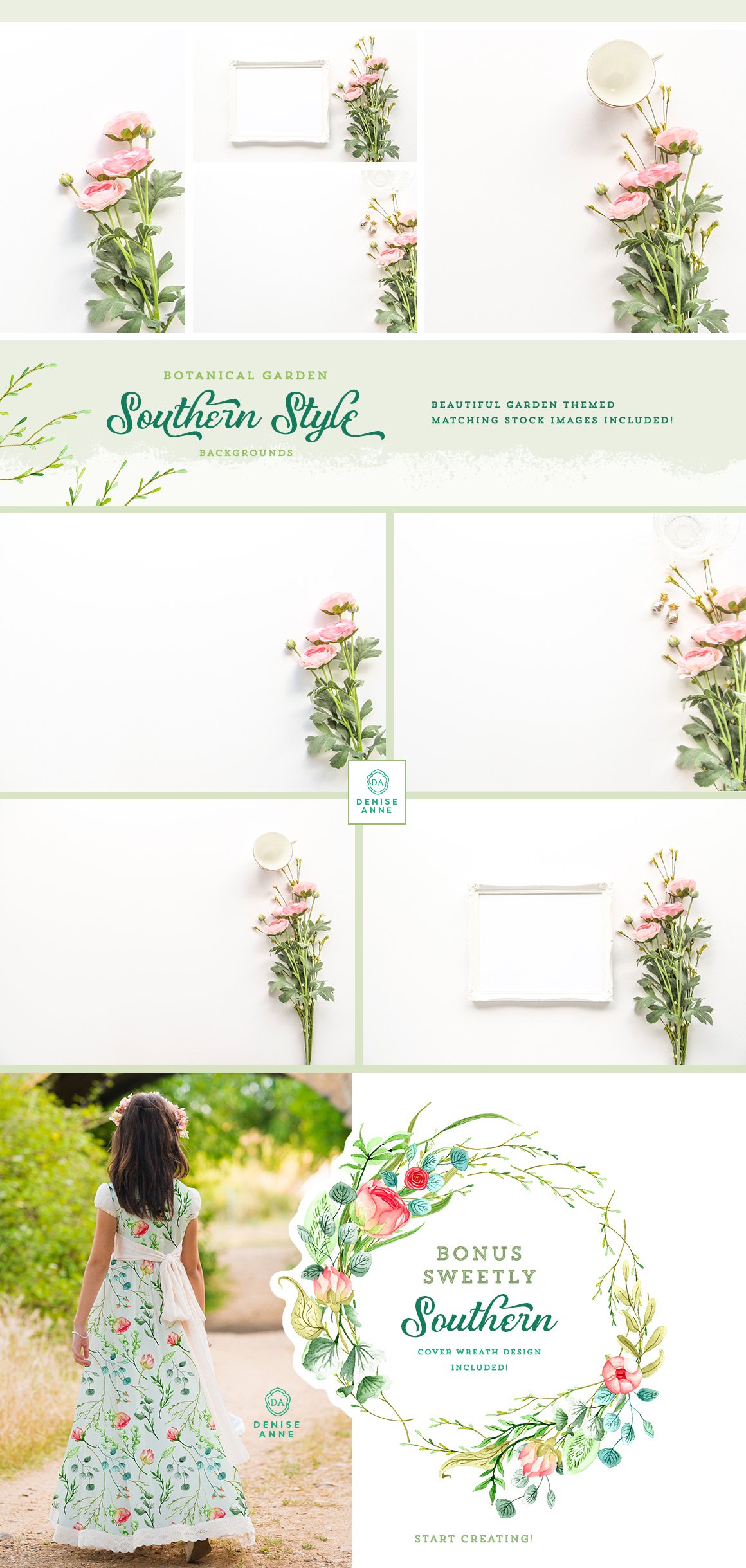 Sweetly Southern Garden Watercolor Floral Graphics