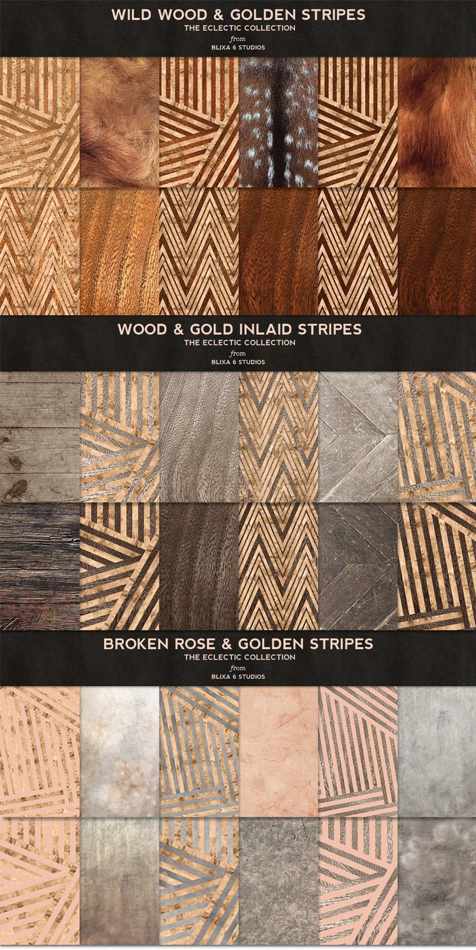 36 Broken Stripes in Gold & Wood