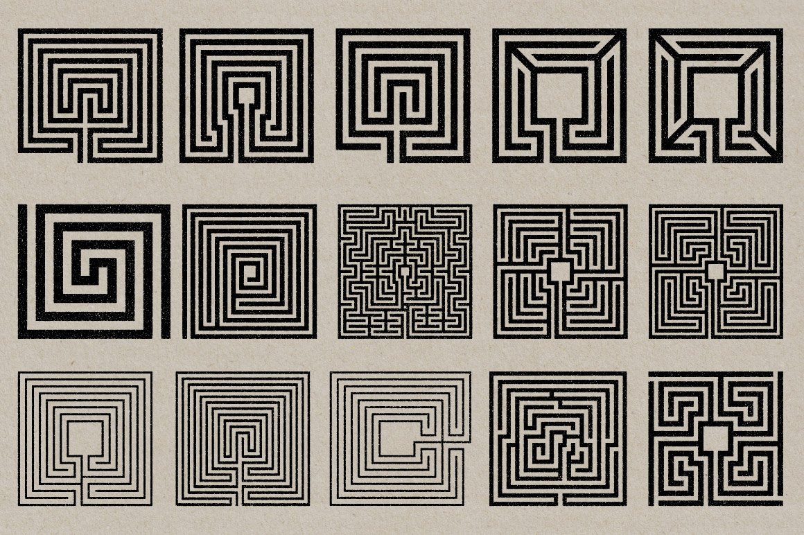 Labyrinth Stamps – 50 Vector & PNG Files
