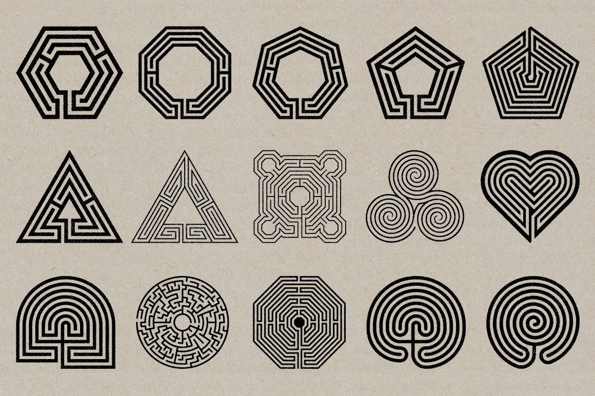 Labyrinth Stamps – 50 Vector & PNG Files