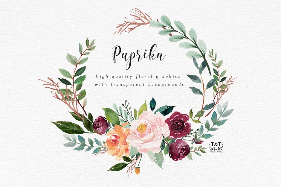 Paprika: Watercolor Flower Clipart