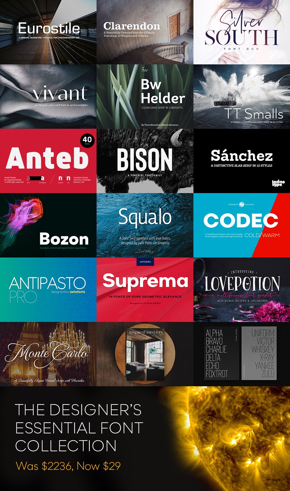 The Designers Essential Font Collection Grid Image